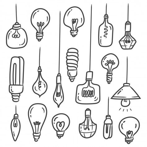 Set of light bulb doodles isolated on white Vector | Premium ... Alfabet Font, Kraf Kertas, Bujo Doodles, Arte Doodle, Doodle Art Journals, Kraf Diy, Doodle Art Drawing, Bullet Journal Aesthetic, Buku Skrap