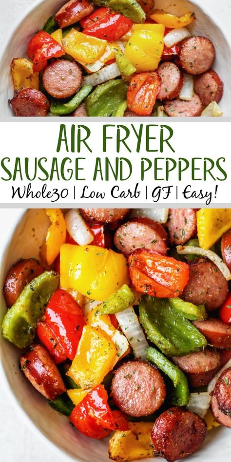 Sausage And Peppers Recipe, Air Fryer Sausage, Breakfast Low Carb, Air Fryer Oven Recipes, Diet Meals, Sausage And Peppers, Air Fryer Dinner Recipes, Quick Weeknight Dinners, Keto Recipes Dinner