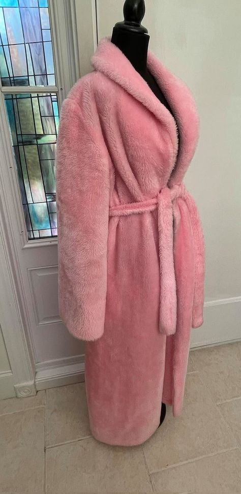 Pink Dressing Gown, Fuzzy Robe, Pink Pjs, Beaufort Sc, Faux Fur Material, Bubble Gum Pink, Wife And Kids, Womens Robes, Clothing Labels