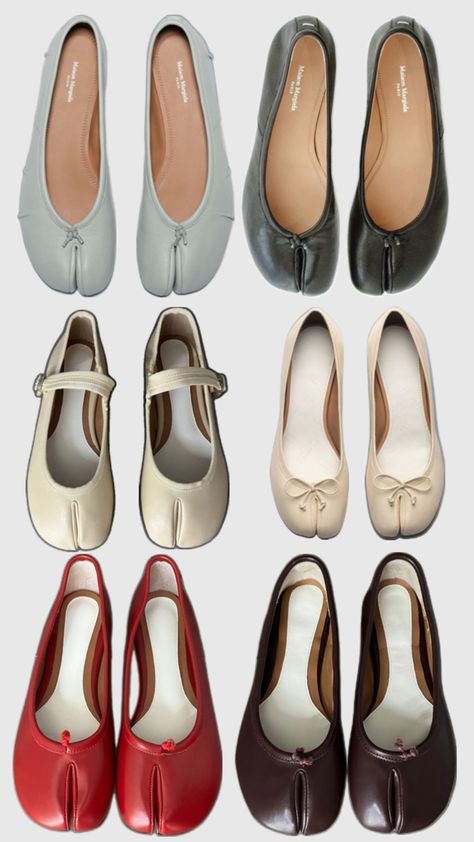 tabi shoe collage, fall shoe trends, fall shoes, ballet flats, ballet shoes Tabi Aesthetic, Shoe Collage, Tabi Ballet Flats, Tabi Flats, Fall Shoe Trends, Fall Shoe, Shoes Ballet Flats, Tabi Shoes, Shoe Trends