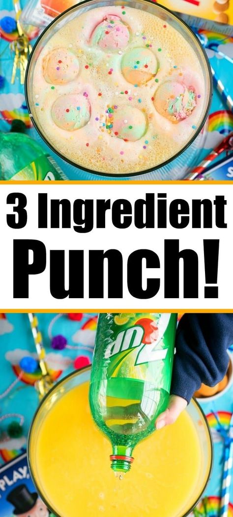 Party punch recipe has just 3 ingredients and is the best punch recipe for a birthday party or baby shower! Make this for any occasion and it's a hit!! #punch #sherbertpunch #sorbetpunch #birthdayparty #babyshower #babyshowerpunch #birthdaypartypunch #sherbertpunch Sorbet Punch, Punch Recipes For Kids, Party Punch Recipe, Best Punch Recipe, Shower Punch, Sherbet Punch Recipes, Baby Shower Punch Recipes, Sherbet Punch, Alcoholic Punch Recipes