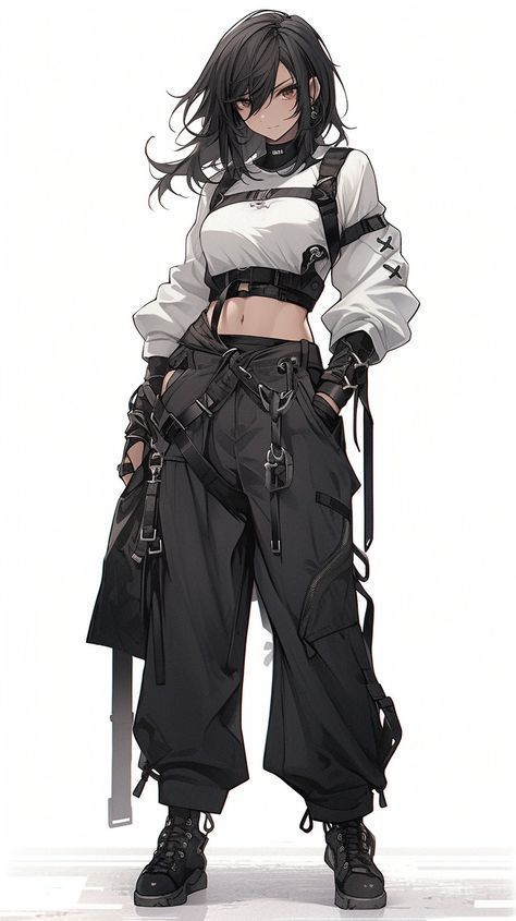 Female Outfits Drawing, Techwear Female, Anime Outfits Female, Tech Dress, Cyberpunk Outfit, Cyberpunk Female, Techwear Outfits, Techwear Fashion, Clothing Design Sketches