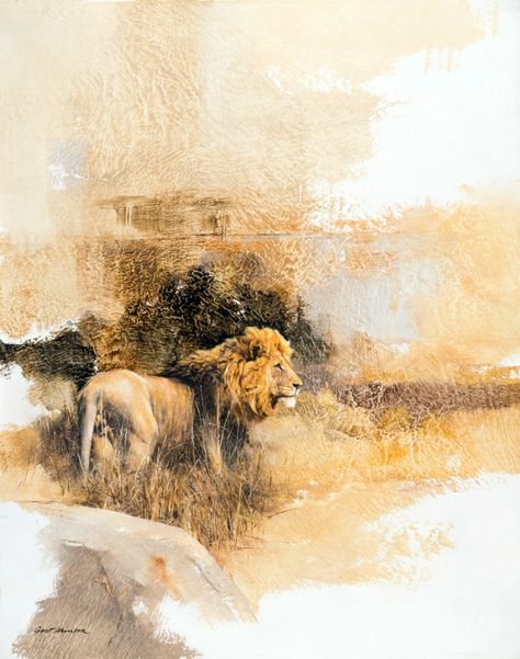 Lion | Geoff Hunter Wildlife Art Lion Side Profile, Contemporary Wildlife Art, Cats Art Drawing, Oil Painting Inspiration, Wildlife Artwork, Lion Painting, Lion King Art, Male Lion, Big Cats Art