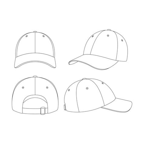 Template baseball cap vector illustration flat sketch design outline How To Draw Baseball Cap, Cap Illustration Fashion, Cap Sketch Design, Baseball Cap Sketch, Baseball Cap Illustration, How To Draw Cap, Cool Cap Design, Ball Cap Drawing, Baseball Cap Design Ideas