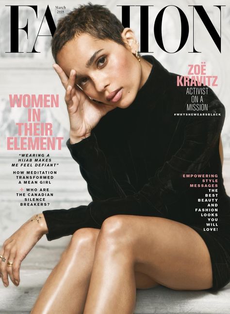 Zoe Kravitz on FASHION Magazine March 2018 Cover Zoe Kravitz Hair Pixie, Zoe Kravitz Shaved Hair, Zoe Kravitz Pixie Haircut, Zoe Kravitz Pixie, Zoe Kravitz Short Hair, Zoe Kravitz Hair, Coiffed Hair, Pixie Mohawk, Zoe Isabella Kravitz