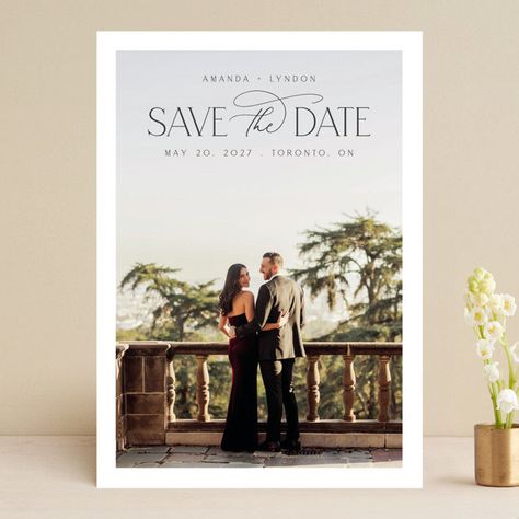 Elegant engagement photo cards to customize and order online through Minted. Design by Artist Nicole Walsh Save The Dates Ideas, Save The Date Pictures, Elegant Engagement Photos, Dates Ideas, Date Photos, Stationary Inspiration, Proposal Pictures, Classy Wedding Invitations, Engagement Pic Ideas