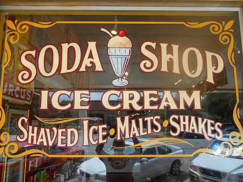 Talk about Old School!! ------------------------------------------------------ Soda Shop-Austin, TX by Best Dressed Signs, via Flickr Ice Cream Store, Ice Cream Sign, Old Fashioned Ice Cream, Soda Bar, Austin Shopping, Expo West, Soda Shop, Bookstore Cafe, Ice Cream Parlor