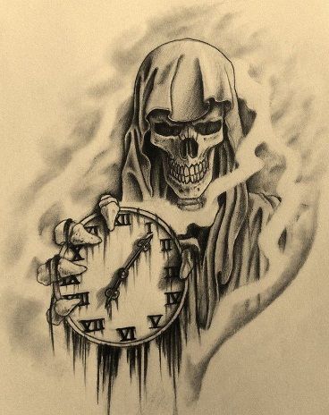 Reaper Drawing, Grim Reaper Tattoo, Reaper Art, Hourglass Tattoo, Reaper Tattoo, Grim Reaper Art, Kunst Tattoos, Skulls Drawing, Dark Art Tattoo