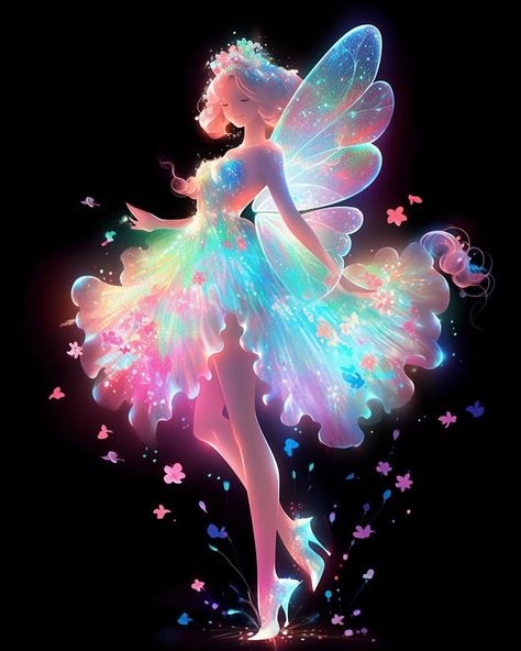 Neon Fairy, Anime Mermaid, Beautiful Profile Pictures, Beautiful Scenery Photography, Dream Fantasy, Fantasy Life, Fairy Girl, Neon Rainbow, Rainbow Art