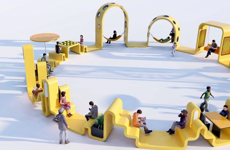 Street Furniture, Urban Furniture, Fun Rings, Ages And Stages, Playful Learning, Mental Development, Public Space Design, Playground Design, Shade Structure