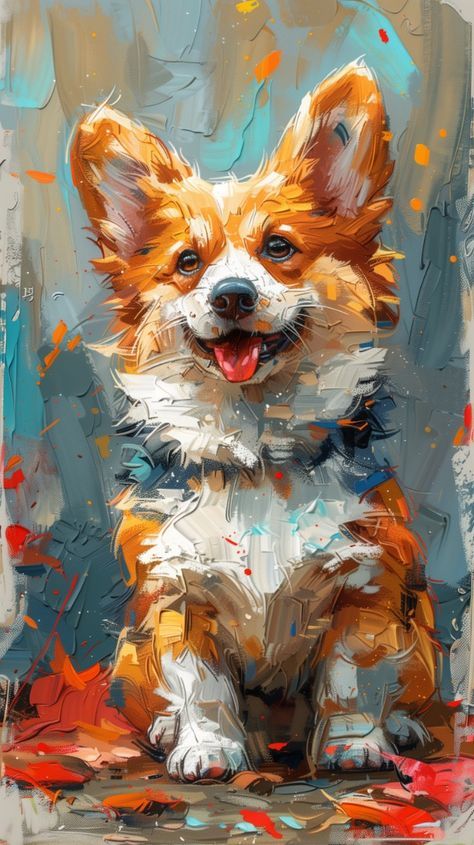 Dog Portrait Drawing, Dog Portraits Painting, Dog Corgi, Animal Caricature, Corgi Art, Animal Illustration Art, Animal Portraits Art, Pet Portrait Painting, Art Painting Gallery