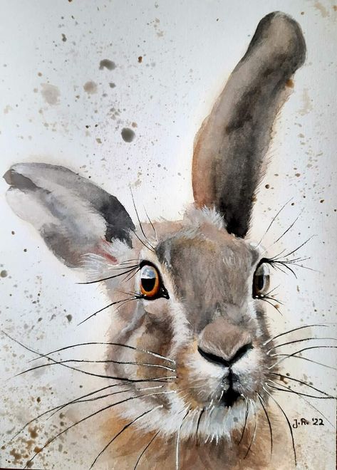 Hare Watercolour, Hare Painting, Easter Paintings, Watercolor Paintings Of Animals, Bunny Watercolor, Bunny Painting, Rabbit Painting, Rabbit Art, Bunny Art