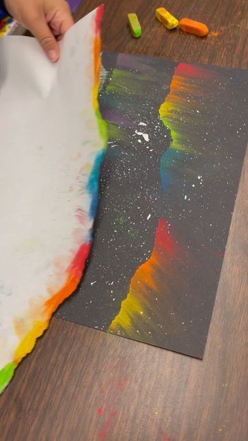 92K views · 2.4K likes | Caitlyn Thompson on Instagram: "🌈 When daylight savings ends third graders brighten up the halls with Northern Lights. 🤩 I introduce this lesson with a video all about Aurora Borealis. LOVE connecting science, nature, and art!! 🖍️ We start the project by drawing the ground and trees with oil pastels, then spattering stars using toothbrushes and tempera paint. Next we add the lights with chalk pastel! 👩🏼‍🎨 And I will get to experience my favorite sound as an art teacher—the group “woooowwws” as each student reveals their creation! 🐻‍❄️ Stay tuned for one final addition to make these compositions POP! #artteachersofinstagram #studentartwork #elementaryart" Northern Lights Chalk Art For Kids, Chalk Northern Lights, Chalk Pastel Northern Lights, Aurora Borealis Craft For Kids, Aurora Borealis Oil Pastel, Northern Lights Preschool Art, Northern Lights Art Project For Kids, Northern Lights Kids Art, Glow Day Craft