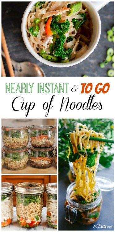 Nearly Instant Homemade Noodle Cups - Healthy Lunches To Go | 31Daily.com Lunches To Go, Healthy Lunch To Go, Cup Of Noodles, To Go Cup, Homemade Noodles, Mason Jar Meals, Cup Noodles, Healthy Lunches, Meals In A Jar