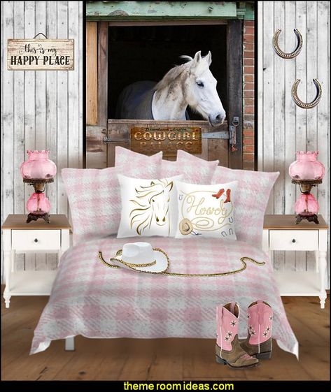 Pink Cowgirl Bedroom, Girls Room Horse Theme, Cowgirl Theme Bedrooms, Cowgirl Room Ideas, Cowgirl Bedroom Ideas, Cowgirl Bedroom Decor, Cowgirl Bedding, Room Inspo Bedroom, Girl Horse Room