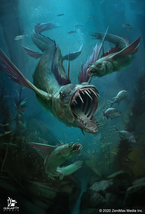 Scary Sea Creatures, Elder Scrolls Legends, Sea Monster Art, Scary Ocean, Ocean Monsters, Dnd Creatures, Sea Creatures Art, Sea Monster, Fantasy Beasts