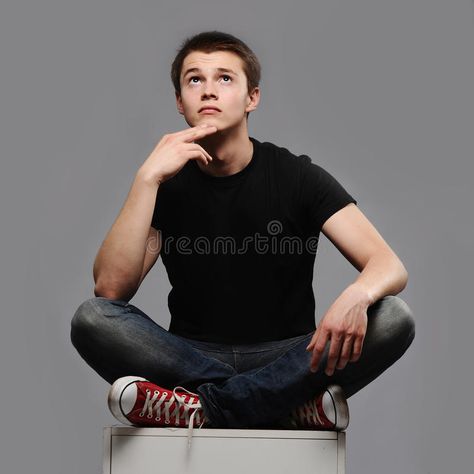 Thinking. A young man sitting with his legs crossed and thinking about something , #AD, #man, #young, #Thinking, #sitting, #thinking #ad Sitting On Ground Reference Drawing, Guy Sitting Cross Legged Reference, Sitting And Thinking Pose, Man Sitting Cross Legged Reference, Male Thinking Pose, Sitting Cross Legged Reference Drawing, Sitting Upside Down, Person Sitting Cross Legged Drawing, Sitting Thinking Pose