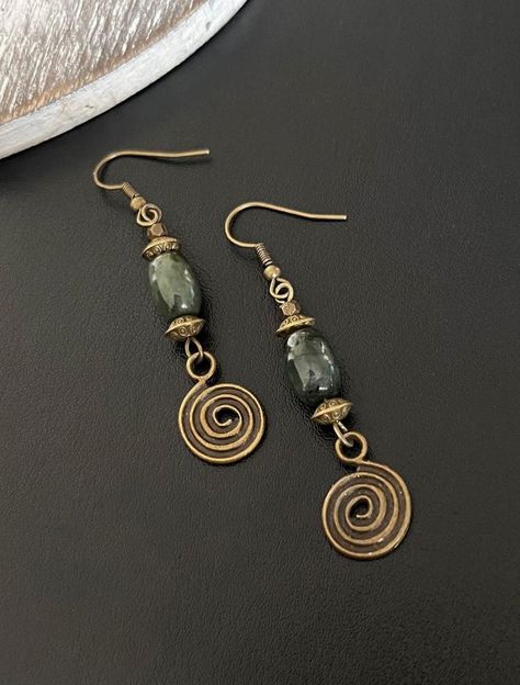 Hypoallergenic hooks Boho dangle earrings, Green drop earrings, Ethnic earrings, Antique bronze earrings, Beaded earrings, Bohemian earrings, Boho jewellery Uk #Embrace #JewelryAddict #Exploring #Bohemian #Boho #Accessories #HandmadeJewelry #Your #Gemstone #Jewelry #Style #Free #Spirit #with #Jewelry Earthy Hippy Aesthetic, Simple Boho Earrings, Earth Tone Earrings, Earthy Beaded Earrings, Granola Girl Earrings, Gremlincore Jewelry, Goblincore Earrings, Jewellery Homemade, Hippy Jewelry