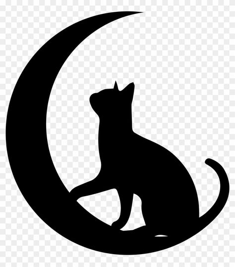 Cat And Moon, Decals For Cars, Moon Silhouette, Cat Tattoo Designs, Pumpkin Carvings Stencils, Silhouette Images, Moon Drawing, Cat Quilt, Cat Silhouette