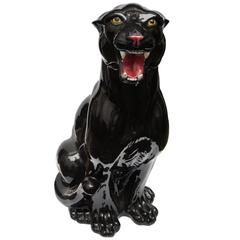 Rare Big Vintage Ceramic Black Panther, Italy, 1960s Black Panther Statue, Panther Statue, Black Panther Cat, Panther Sculpture, Panther Art, Artistic Ideas, Black Panther Art, Cat Sculpture, Mid Century Modern Ceramics