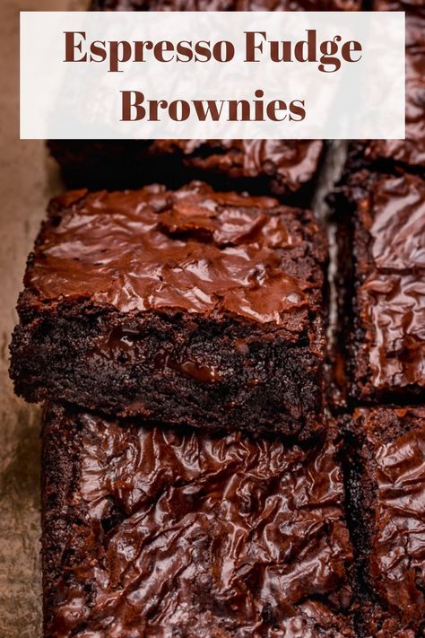 If you love espresso recipes, you have to try these thick and fudgy brownies! Everyone says they're one of the best brownies ever, and such an easy dessert recipe, too. Thick And Fudgy Brownies, Expresso Brownie Recipes, High Altitude Brownies, Brownies With Espresso Powder, Amazing Brownie Recipes, Bakery Style Brownies, Espresso Brownies Recipe, Coffee Brownies Recipe, Best Chewy Brownie Recipe