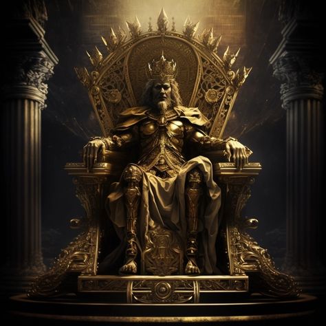 King On A Throne Drawing, Man Sitting On Throne Reference, King On A Throne Art, King On The Throne Art, God Sitting On Throne, Someone Sitting On A Throne, Modern King Outfit, King On Throne Tattoo, Fantasy Throne Chair Art