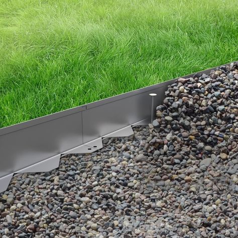 Introducing our new and improved galvanized steel edging system. This system interlocks with a seamless attachment hinge, making it an invisible connection within the system. Perfectly designed for structural integration around your home and garden. Even more perfect for your installation with our Geo Ground Grid, Hexp Metal Lawn Edging, Ground Grid, Steel Edging Landscape, Structural Integration, Steel Garden Edging, Steel Edging, Paver Designs, Landscape Edging, Lawn Edging