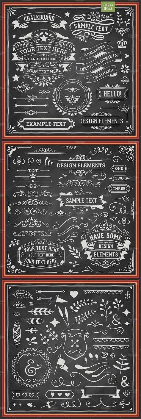 Chalkboard Design Elements - Illustrations - 2 Chalkboard Fonts, Chalk Lettering, Chalkboard Art Diy, Chalkboard Art Quotes, Chalkboard Writing, Blackboard Art, Chalk Sign, Chalkboard Lettering, Typography Hand Drawn