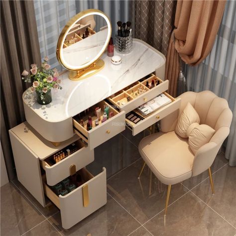 Fosuhouse Designer Home Dressers Bedroom Furniture Vanity Luxury Dressing Table Nordic Living Room Storage Side Cabinet - Dressers - AliExpress Vanity Ideas Bedroom Modern Luxury, Mirror Dressers, Dresser Light, Room List, تصميم الطاولة, Dressing Table Storage, Dressing Table Design, Luxury Closets Design, Nordic Living Room