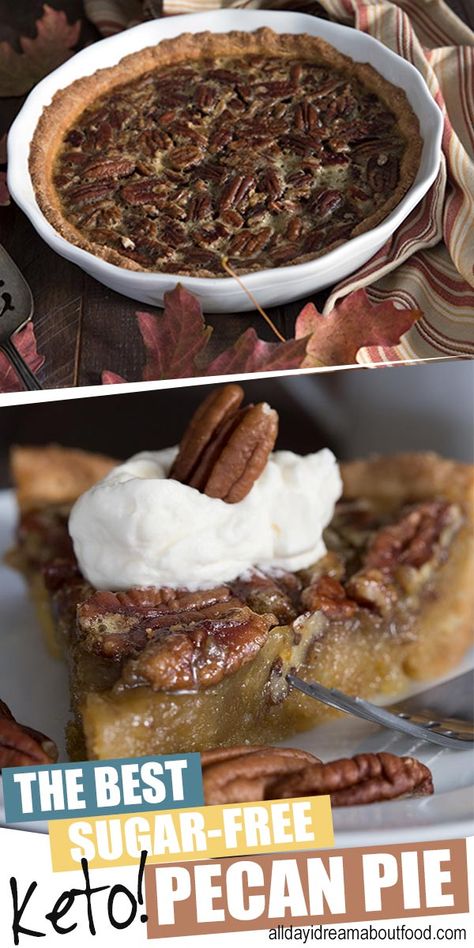 This is going to blow your mind! The best keto pecan pie recipe, with a delicious grain-free pastry crust and a gooey sugar free filling. Rich and delicious, and just as good as you remember, without all the guilt! #ketodessert #ketoholiday #lowcarbrecipes #pecanpie #sugarfreedessert #thanksgiving Keto Pecan Pie Recipe, Sugar Free Pecan Pie, Keto Pecan Pie, Low Carb Holiday, Pecan Bars, Desserts Keto, Postre Keto, Keto Friendly Desserts, Low Carb Dessert