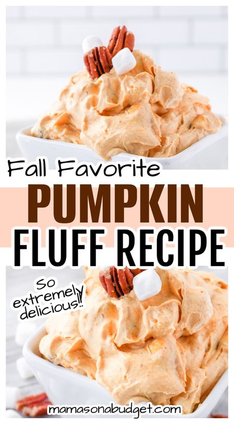 This Pumpkin Fluff is a great way to enjoy that fall flavor. Plus, it would look great on your Thanksgiving table! Pumpkin Fluff Pie Recipe, Pumpkin Pie Fluff, Pumpkin Pudding Recipes, Pumpkin Fluff Dip, Cream Cheese Pumpkin, Vanilla Pudding Recipes, Fluff Salad Recipes, Pumpkin Fluff, Pumpkin Spice Cream