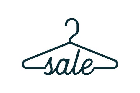 Sale Sign with Clothes Hanger Sale Signs For Boutique, Clothing Sale Sign, Hangers Clothes Design, For Sale Sign Design, Sale Logo Design, Thrifting Quotes, Hanger Logo, Bad Girl Style, Clothing Logo Design