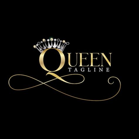 Vector queen crown golden logo | Premium Vector #Freepik #vector #queen #crown #queen-logo #crown-logo Queen Crown Logo, Queen Logo Design, Kpop Audition, Logo With Crown, Glamour Logo, Crown Background, Coco Logo, Queen Logo, Golden Queen