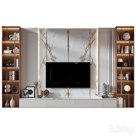 Plywood TV Shelf KTV107 - TV Wall - 3D model Led Panel Design, Lcd Unit Design, Lcd Wall Design, Lcd Unit, Wall Tv Stand, Lemari Tv, 3ds Max Design, Lcd Wall, Lcd Panel Design