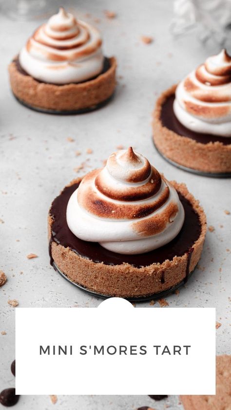 Sturbridge Bakery, Smores Tart, Chocolate Tarts Mini, Mini Tartlets, Mini Tart Recipes, Marshmallow Topping, Mini Dessert Recipes, Ganache Filling, Chocolate Ganache Filling