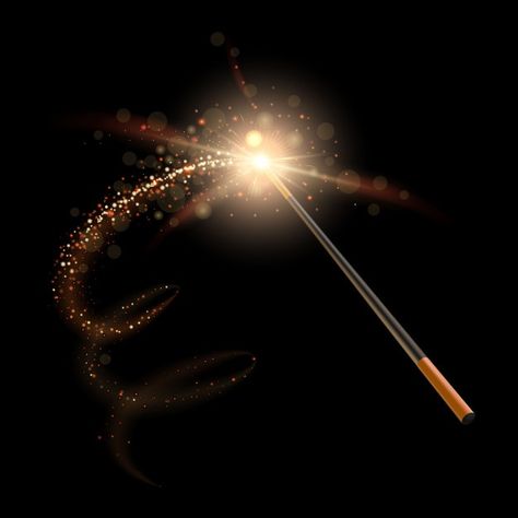 Wizard magic wand. sparkles wizard glitt... | Premium Vector #Freepik #vector #background #gold #star #light Wizard Stick, Fantasy Magician, Sparkle Sticks, Magical Stick, Magician Wand, Cinderella Aesthetic, Wizard Magic, Wooden Wand, Fantasy Wizard