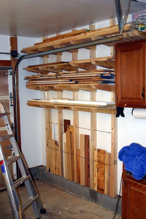 Lumber Storage Rack, Lumber Rack, Woodworking Organization, Garage Organizing, Woodworking Garage, Organization Laundry, Lumber Storage, Room Storage Diy, Shed Organization