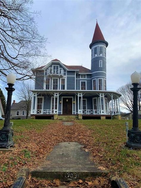 1855 Victorian: Queen Anne For Sale in Ironton, Ohio - OldHouses.com Ironton Ohio, Ohio Homes, Historic Homes For Sale, Gathering Room, Tower House, Transom Windows, Slate Roof, Beautiful Windows, Grand Staircase