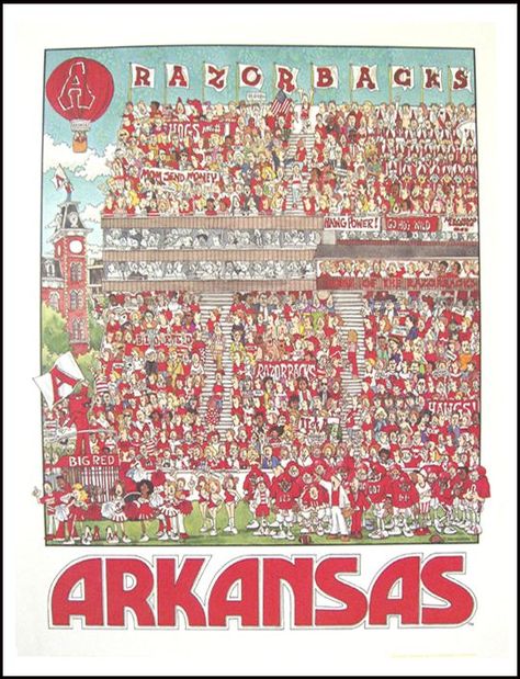 Arkansas Razorback College Journal, Arkansas Football, Arkansas Razorbacks Football, Stadium Art, Woo Pig Sooie, Arkansas Razorback, Dorm Room Wall Decor, Dorm Art, Dream College