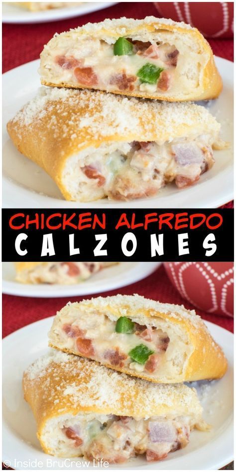 Quiche, Chapati, Calzone Recipe Easy, Easy Chicken Alfredo, Chicken Calzone, Stromboli Recipe, Calzone Recipe, Chicken Treats, Chicken Alfredo