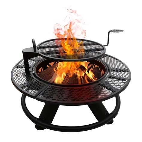 PRICES MAY VARY. 2-IN-1 OVERSIZED OUTDOOR FIRE PIT: Generous 47-inch round fire pit. This stylish fire pit stands 26-inch from the ground. With a 29-inch round large fire bowl for hardwood MULTIPLE DESIGN: Grill top 360° swivels and moves up and down for convenient access. The height of the grill can be adjusted from 22 inches to 26 inches. This wood-burning fire pit ideal for outdoor warmth and grilling for camping, yard, outside patios, barbecues, bonfires, and more DURABILITY & STURDINESS: Th Outside Fire Pit, Fire Pit Stand, Backyard Bbq Pit, Outdoor Fire Pit Area, Camping Fire Pit, Outside Fire Pits, Design Grill, Grill Outdoor, Outdoor Cooking Area