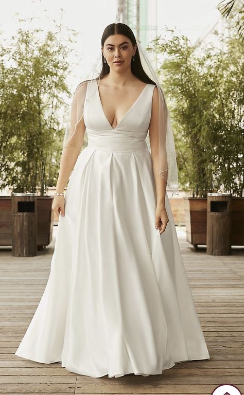 Plussize Weddingdress, Empire Waist Wedding Dress, Plus Wedding Dresses, Plus Size Wedding Dress, Wedding Dress Style, Satin Ball Gown, Davids Bridal Wedding Dresses, Plus Size Wedding Gowns, Plus Size Bride