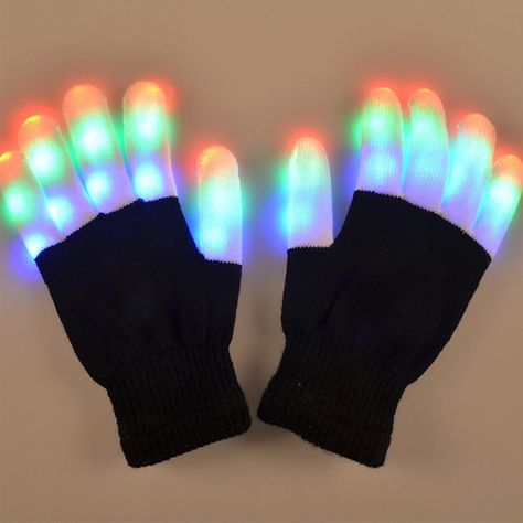 YouOKLight RGB 6 Mode Flashing LED Glove for Christmas - Rave Light, Led Gloves, Glow Party Supplies, Alien Party, Finger Lights, Kid Gloves, Black And White Fabric, Glow Party, Party Toys