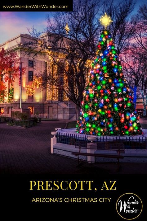 Prescott Arizona Christmas, Arizona Christmas, Small Towns In California, Prescott Arizona, Holiday Travel Destinations, North America Travel Destinations, Travel Moments, Travel Bucket List Usa, Fun Christmas Decorations