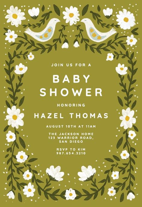 Hippie Baby Shower, Soiree Ideas, Daisy Invitations, Free Baby Shower Invitations, Babyshower Party, Baby Daisy, Christening Invitation, Baby Shower Invitations Design, Greetings Island