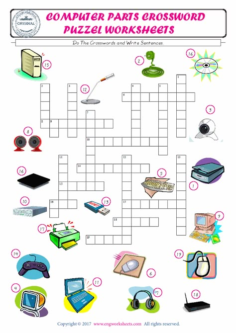 Complete The Crossword Using The Computer Parts Of Pictures Computer Lab Worksheets, Vocabularies Worksheets, Parts Of Computer Worksheet, Dictionary Worksheets, Computer Worksheet, Computer Science Lessons, Computer Lab Lessons, Puzzle Worksheet, Teaching Computers