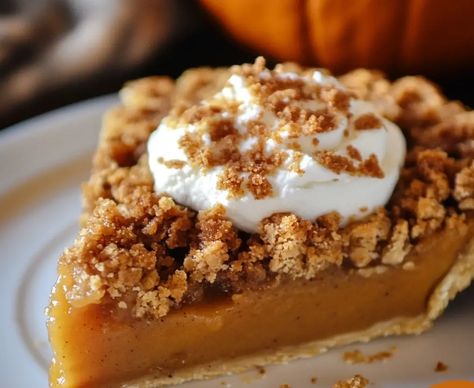 Pumpkin Pie Crisp Pumpkin Pie Crisp, Air Fryer Pumpkin, Pumpkin Crisp, Pumpkin Filling, Warm Desserts, Pumpkin Cranberry, Easy Pumpkin Pie, Spice Cake Mix, Easy To Make Desserts