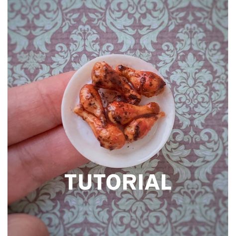 Miniature chicken legs.Tutorial polymer clay = video+ photo+ text.Digital product.  🍗In this miniature food tutorial you'll learn how to made of chicken legs 🍗You will receive the detailed video (9 min) instructions with subtitles  🍗List of materials and tools used Legs Tutorial, Tutorial Polymer Clay, Miniature Food Tutorials, Miniture Food, Dollhouse Miniature Tutorials, Diy Doll Miniatures, Doll Food, Dollhouse Food, Tiny Food