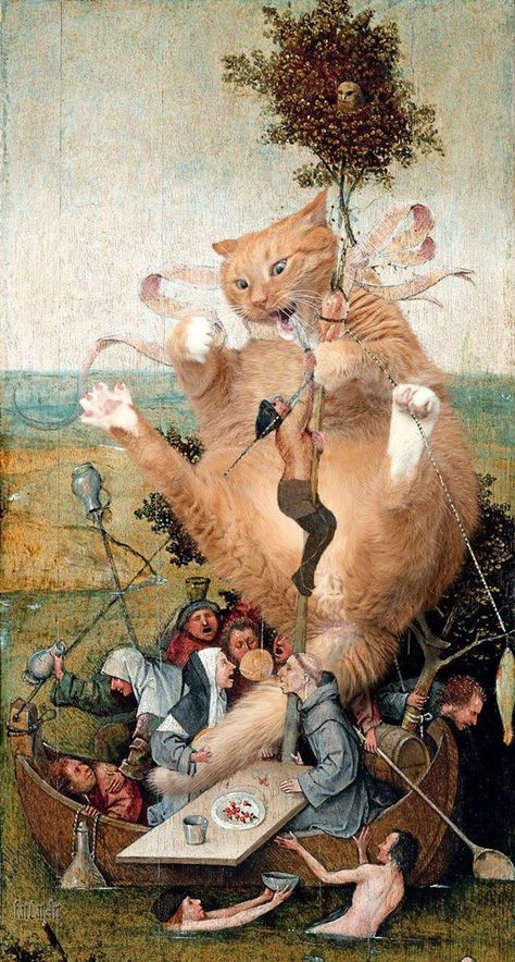 Playtime Kitty Does Not Distin... is listed (or ranked) 4 on the list Fabulously Fat 16th Century Cats Hieronymus Bosch Paintings, Hieronymous Bosch, Ship Of Fools, 16th Century Art, Galleria D'arte, Arte Peculiar, Sandro Botticelli, Hieronymus Bosch, Art Parody