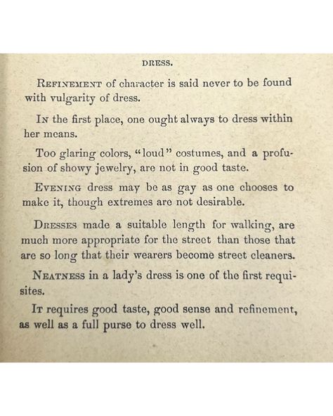 Act Like a Lady 😘💋 I have a fascination with old beauty and etiquette books as a bit of tongue in cheek humor! 📚✨ I love exploring the rules women once followed to be considered “ladylike” and attractive. Some advice is practical, but others offer downright ridiculous tips. Swipe for some fun excerpts from beauty and etiquette books I’ve sold before. Enjoy! 💁🏻‍♀️✨ #VintageCharm #Etiquette #BeautyTips #beauty #vintage #vintagefashion #justgirlythings #advice #VintageStyle #FashionHistor... Ladylike Etiquette, Etiquette Books, Vintage Etiquette, History Tips, Feminine Aura, Lady Rules, Old Beauty, Well Mannered, Be A Lady